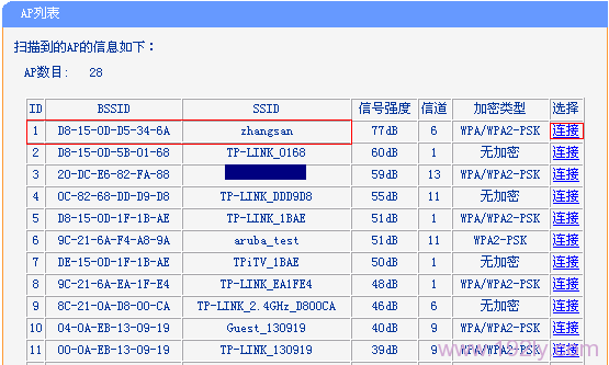 TL-WR740N路由器连接WDS扫描后的主路由器