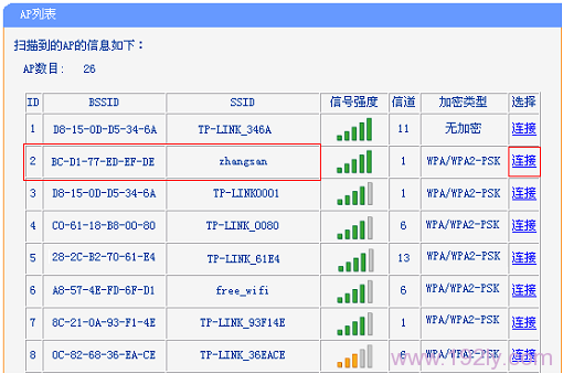 TL-WR708N连接到被桥接的无线信号