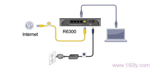 宽带网线入户接入上网时,NETGEAR R6300路由器的正确连接方式