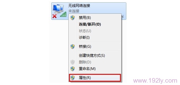Win7-右击“无线网络连接”选择“属性”