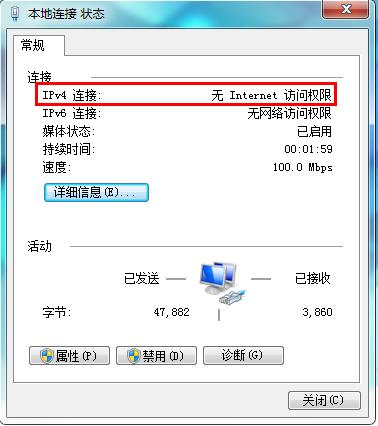 Win7无Internet访问权限怎么解决？