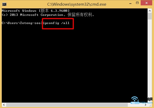 输入：ipconfig /all