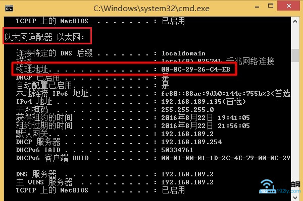 查看Win8的MAC地址