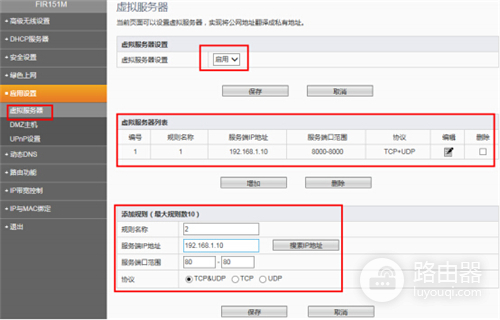 斐讯 FIR151M 无线路由器端口映射设置指南