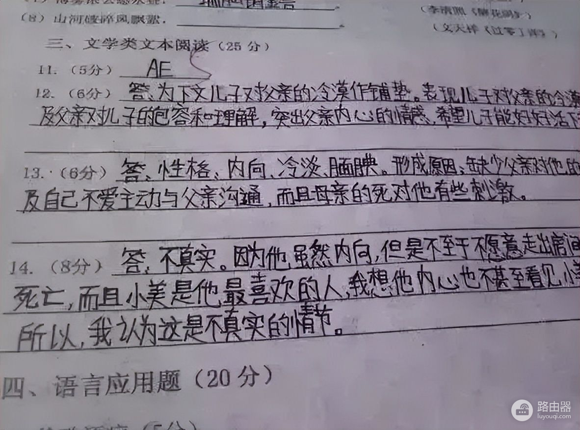 你实际写的字VS电脑阅卷后呈现出来的字，电脑：犹如二维码成精