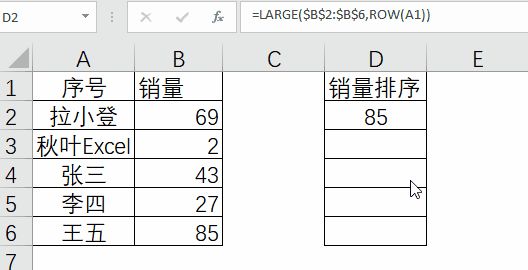 看起来毫不起眼的ROW函数(函数Row)