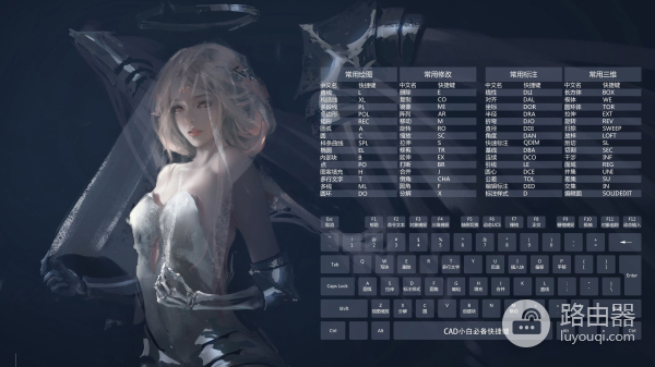 分享一张CAD快捷命令电脑高清壁纸