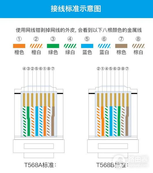 RJ45网线的标准线序(网线常见的两种线序标准)