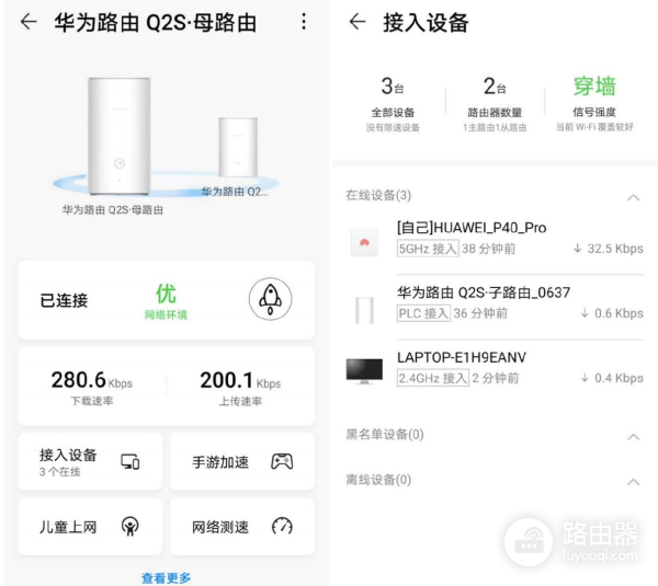 华为路由器混合动力组网( 让Wi-Fi覆盖每个角落 四链路混合组网的子母路由华为路由Q2S评测)