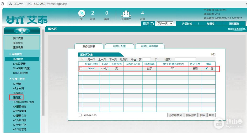 艾泰主路由器+AC控制器旁路调试