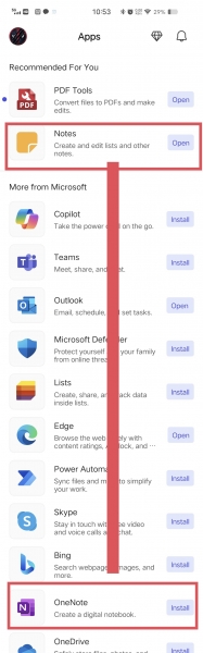 Android手机microsoft office中notes和onenote有什么区别？