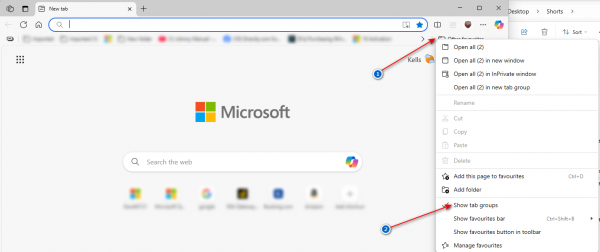 edge收藏夹显示创建新选项卡组图标？隐藏按钮关闭教程