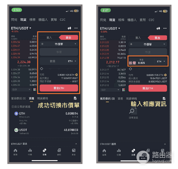 b安现货卖ETH最全实操,限价单、市价单、止盈止损单、追踪止损单、OCO
