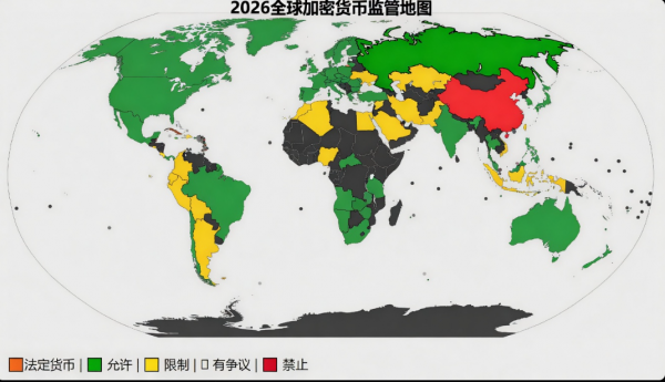 2026加密货币全球监管全景图：哪些国家放开？哪些全面禁止？中国投资者机会在哪？