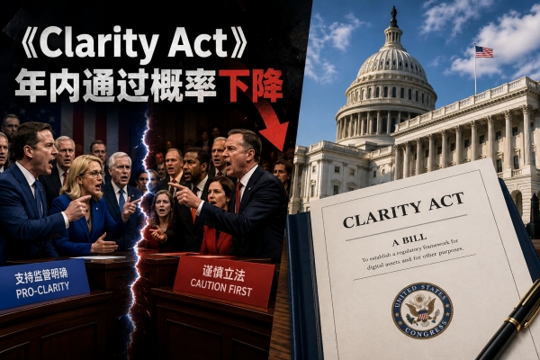 《Clarity Act》年内通过概率下降，清晰法案对稳定币收益的限制全解析