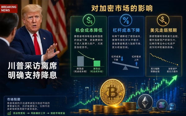 川普采访离席明确支持降息，深度解析对加密市场的影响