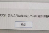 无法打开文件，因为文件路径超过259符.请尝试缩短路径或文件名