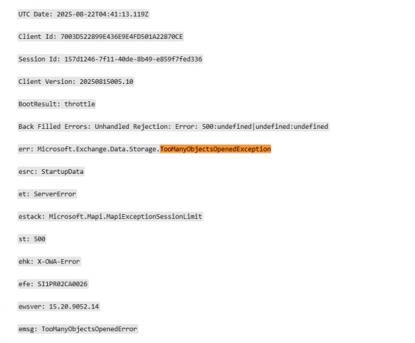 outlook登录报错TooManyObjectsOpenedException怎么办？