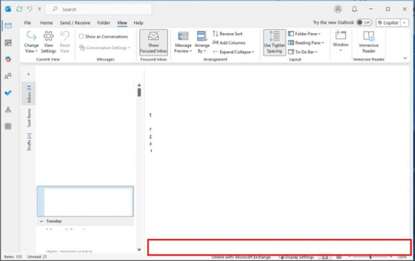 outlook邮件阅读窗格出现横向滚动条怎么办？