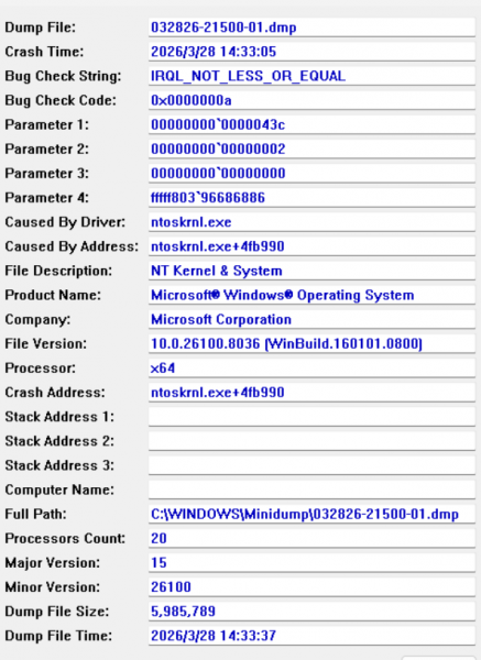 windows频繁蓝屏ntoskrnl.exe报错怎么办？系统内核故障修复方法