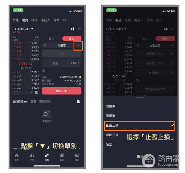 b安现货卖ETH最全实操,限价单、市价单、止盈止损单、追踪止损单、OCO
