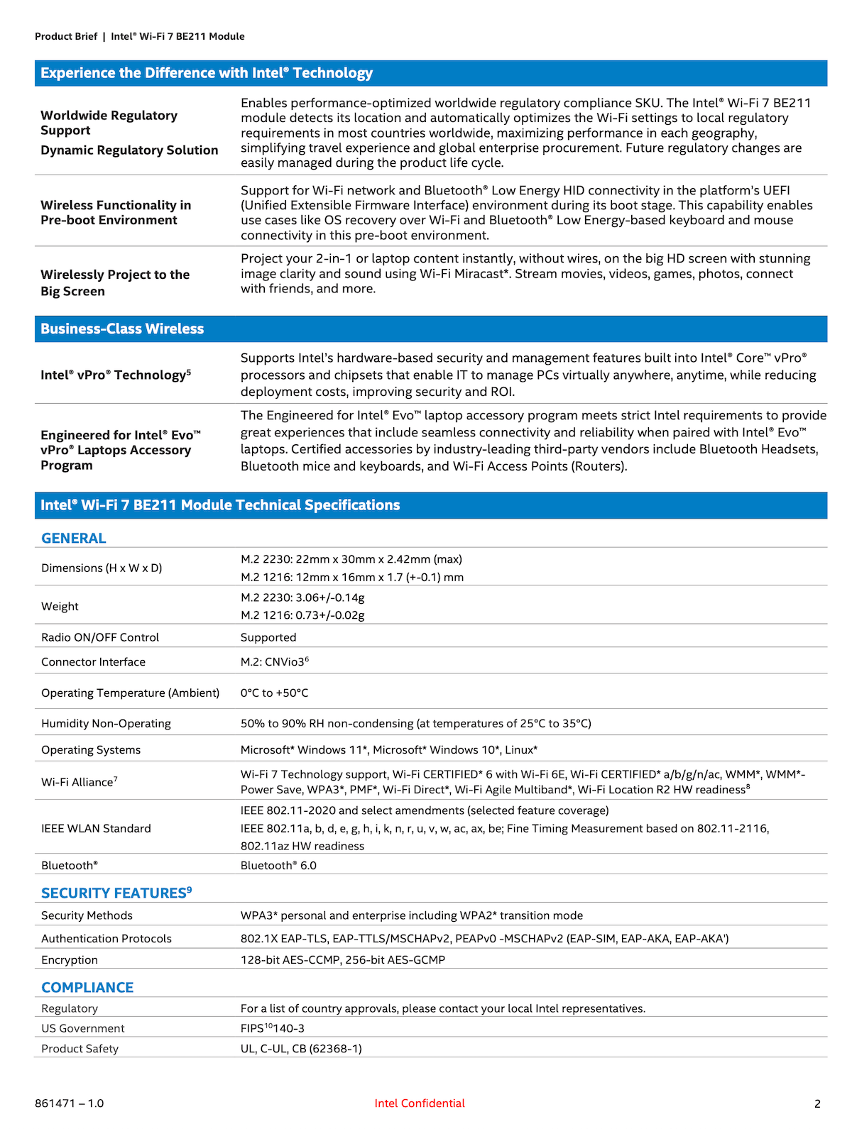 intel英特尔第二代 BE211系列 Wi-Fi 7 无线网卡发布