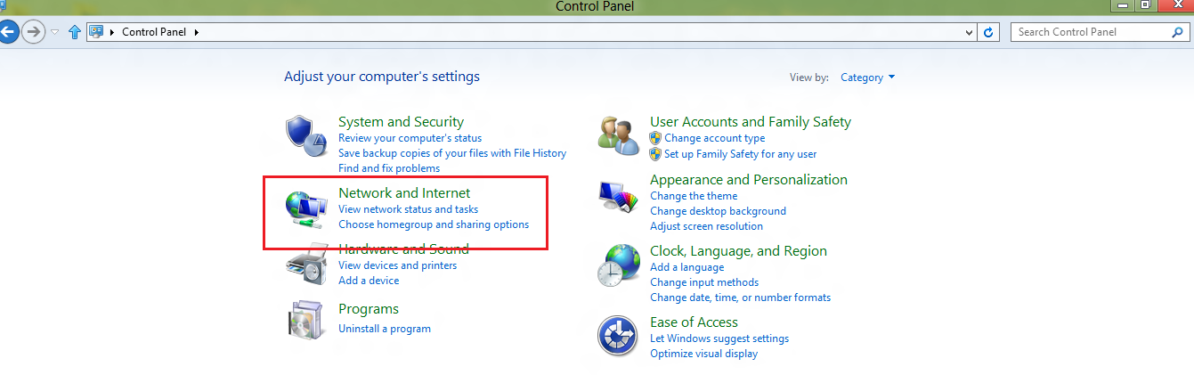 windows 8 control panel